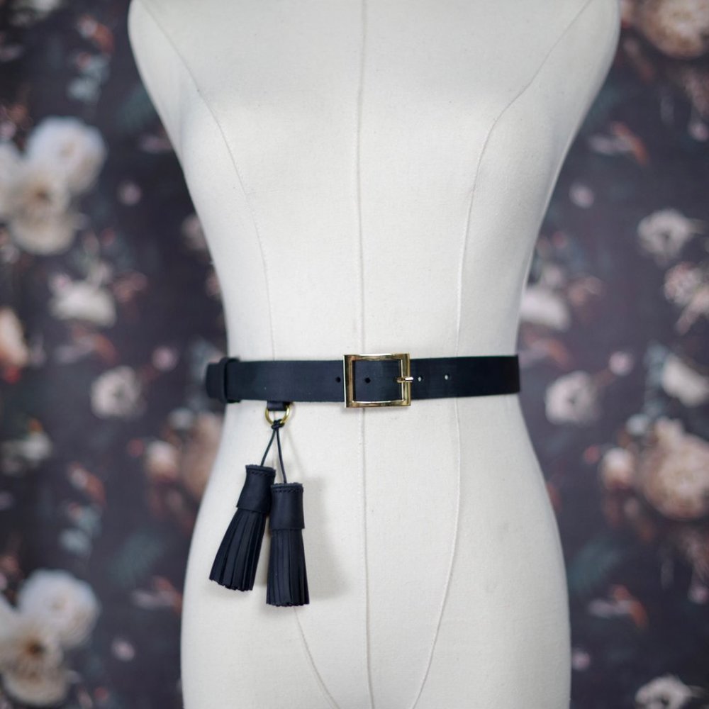 Kalma Belt in Matte Black Leather